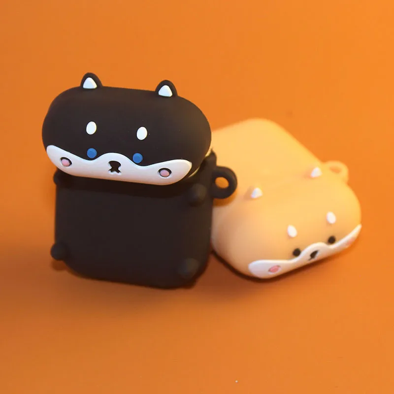インかわいい柴犬犬カップルシリコーンイヤホンapple airpods 1 2 3プロ漫画ヘッドセットカバーairpodsため充電ボックス