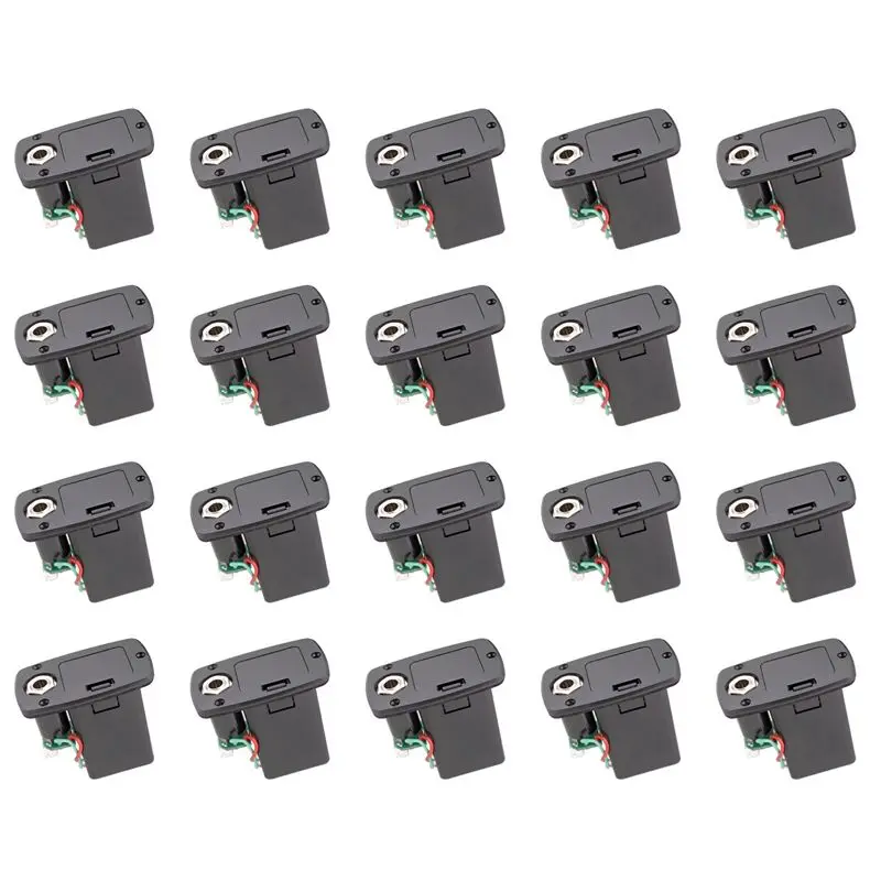 

【БОЛЬШАЯ РАСПРОДАЖА】20X ABS 9V Коробка-кейс для батарей для гитарных звукоснимателей, для электрогитар, акустических гитар и бас-гитар, сменная крышка для хранения