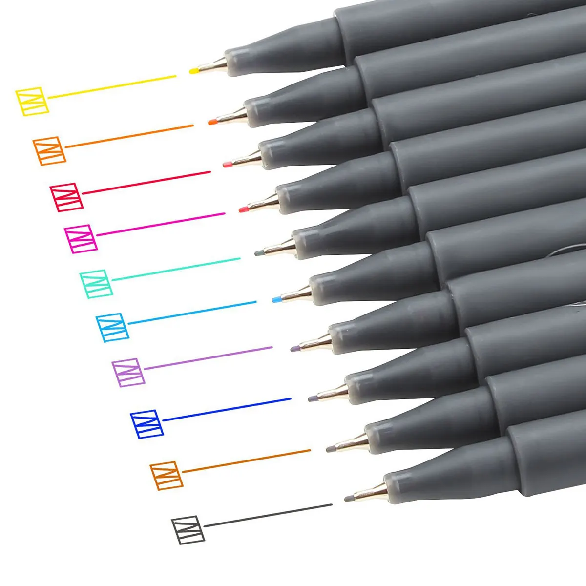 10Pcs Vibrant Fine Line Pens 0.38mm Color Set for Drawing Sketching Manga Animation Graphic Design Coloring Books