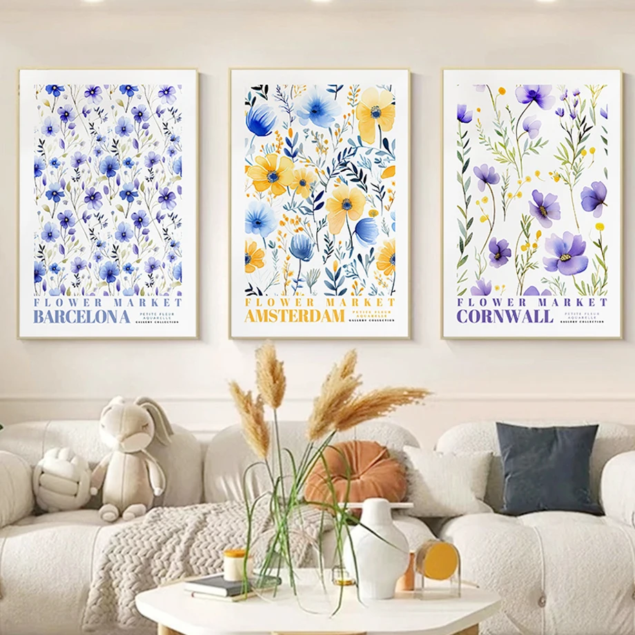 

Flower Market Watercolor Daisies Posters Wall Art Decoration Prints Abstract Canvas Painting Living Room Home Decor Pictures