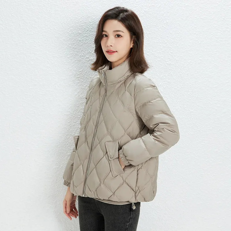 NEW Woman Winter Coat Ultra Light Natural 90% Duck Down Jacket Female Portable Jackets Lightweight Parkas Diamond Lattice