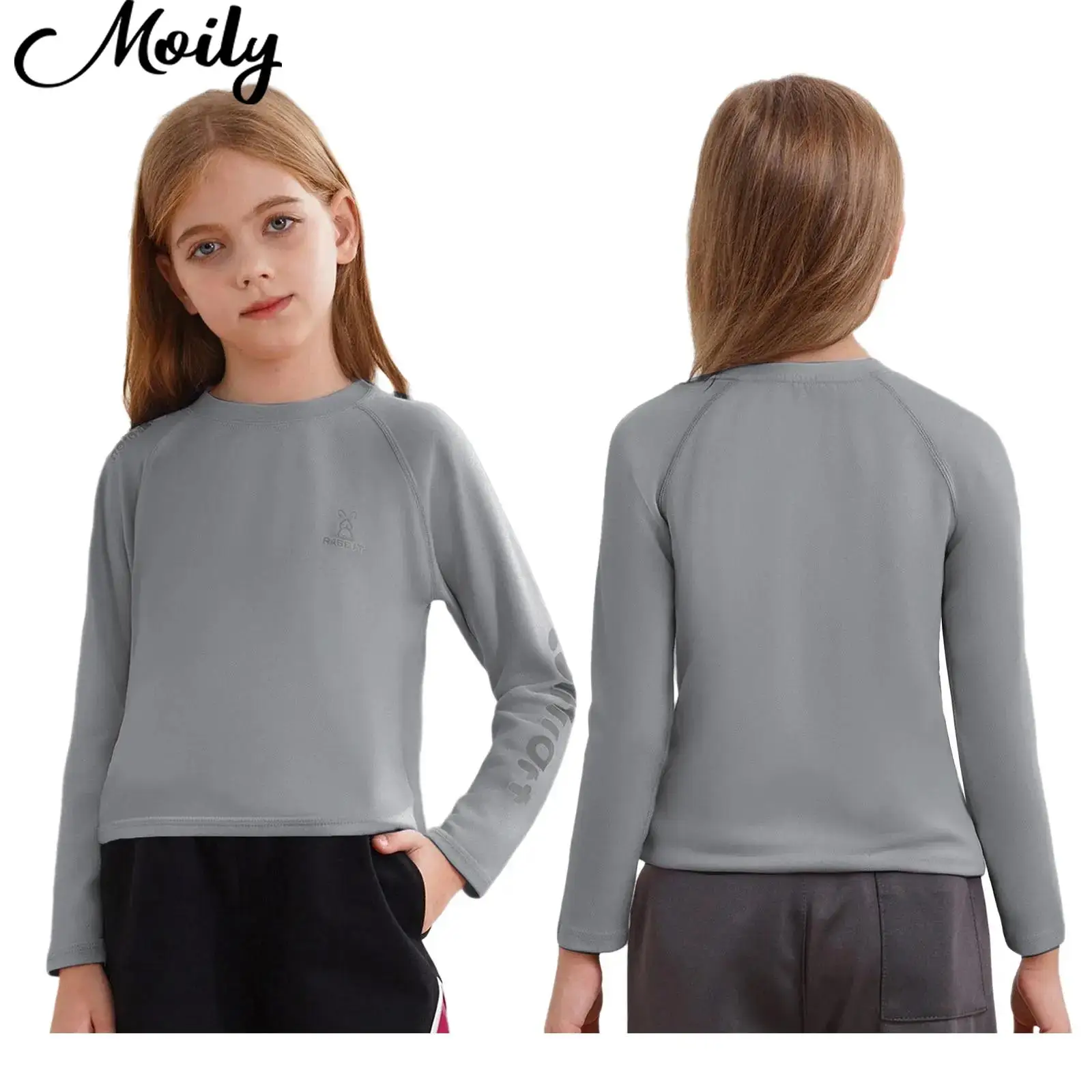 

Kids Boys Girls Soft Fitness Tops Moisture-Wicking Sportswear Long Sleeve T-shirt for Hiking Camping Workout Casual Daily Wear