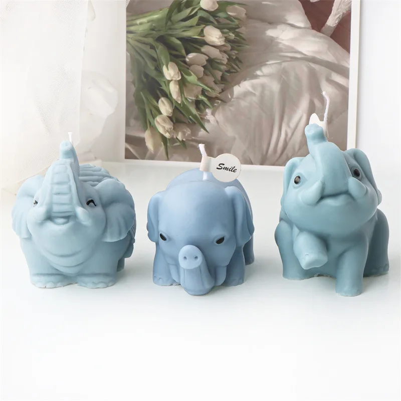 

Cute Elephant Silicone Mold Gypsum form DIY Handmade Plaster Candle Ornaments Handicraft Mold Hand Gift Making Kitchen Accessori