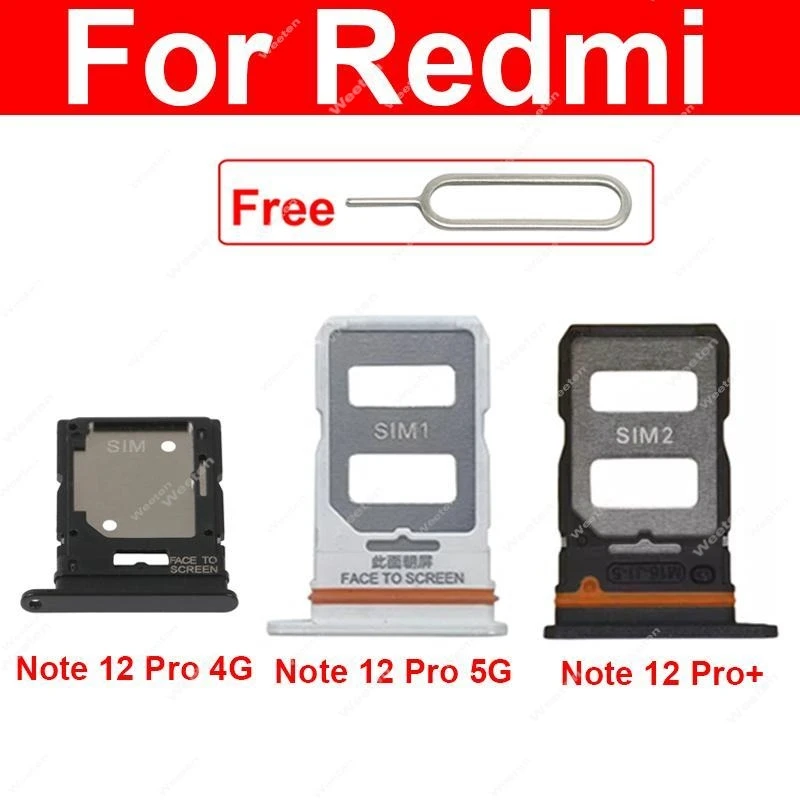 

Sim Card Tray For Redmi Note 12 Pro 4G 5G Note 12 Pro+ Plus Card Reader Holder SIM Card Slot Replacement Parts