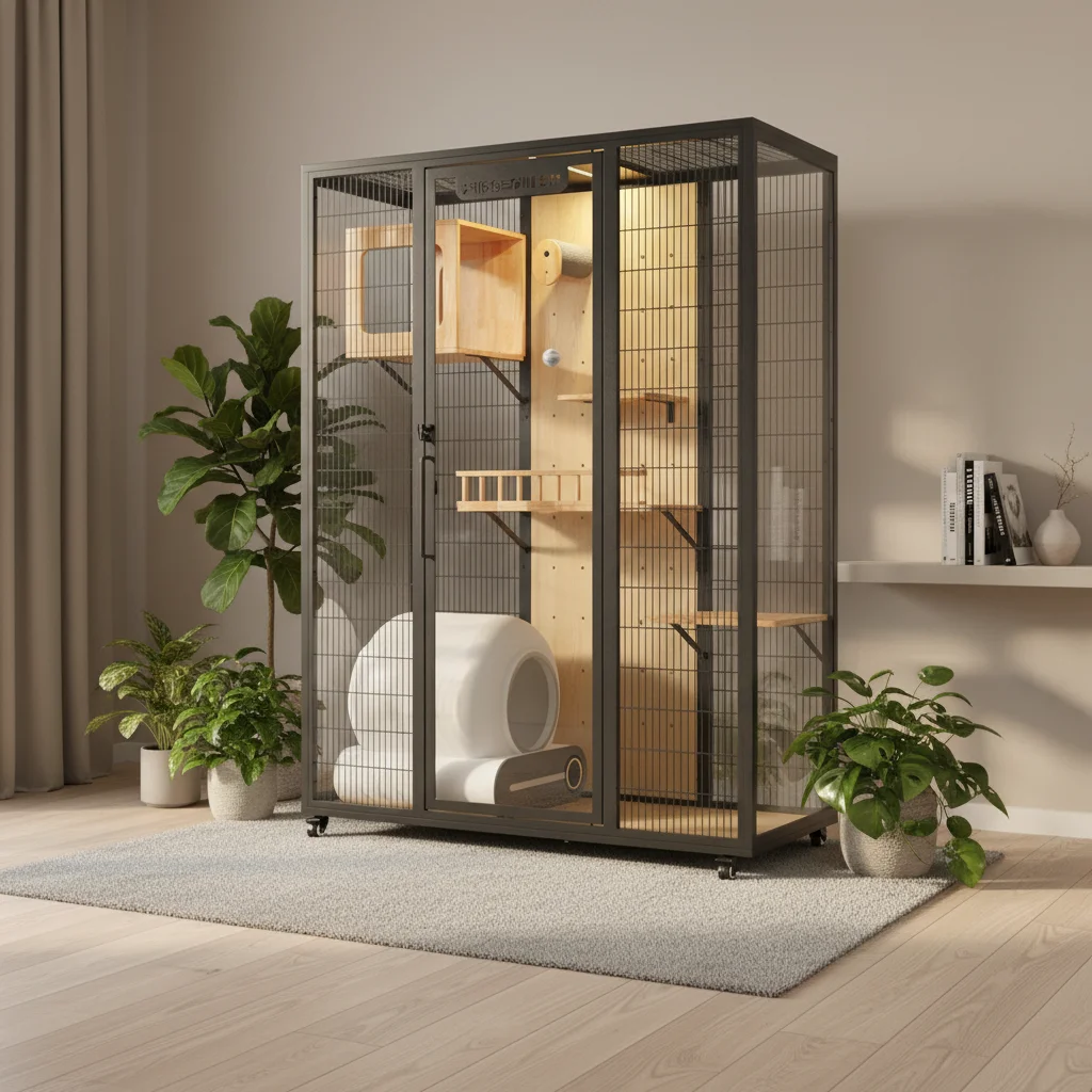 Modern Living Cat Villa Luxury Multi Level Large Space Tempered Glass Premium Pet Furniture For Modern Elegant Home