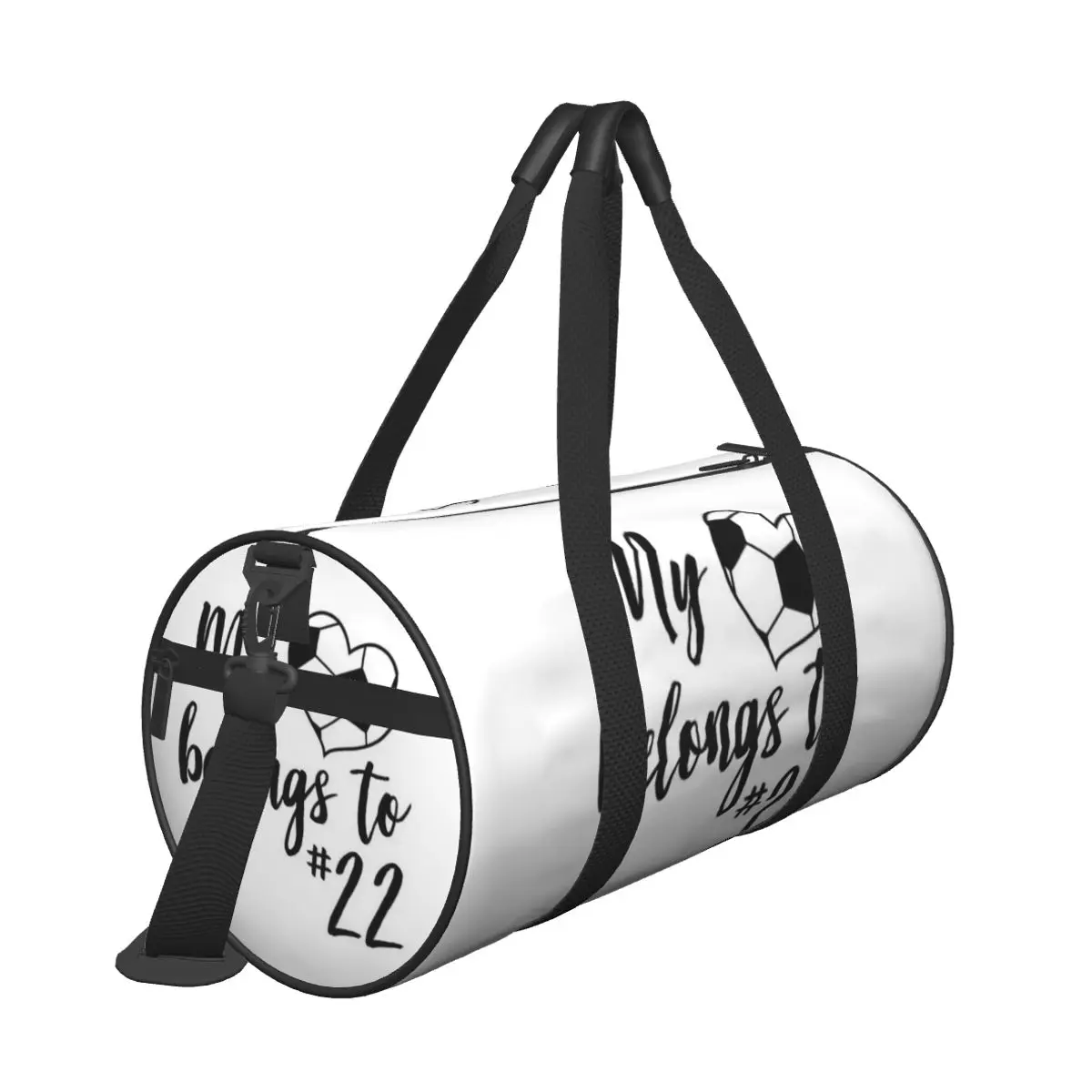 Sac de voyage pour week-end ou sac d'affaires compact, motif « Mon cœur appartient à 22 » avec numéro de maillot de football – Grande Vente