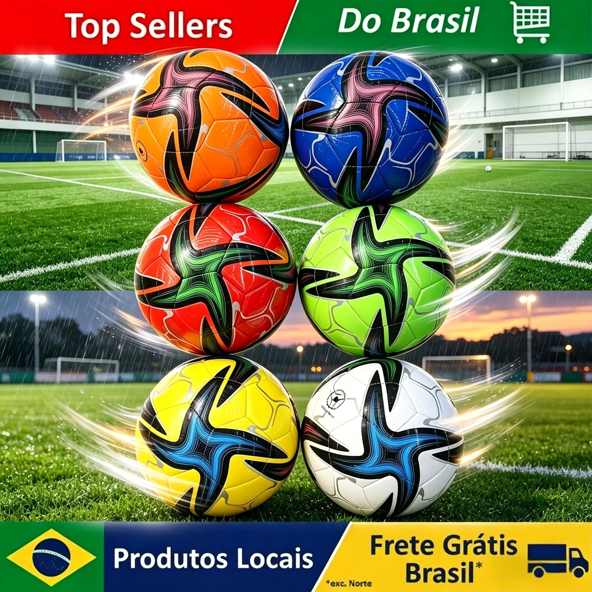 Nova Bola de Futebol Sem Costura 2026, 6 Cores Disponíveis, Material PU, Bola de Treino para Crianças, Adolescentes e Adultos (Não Inflada)