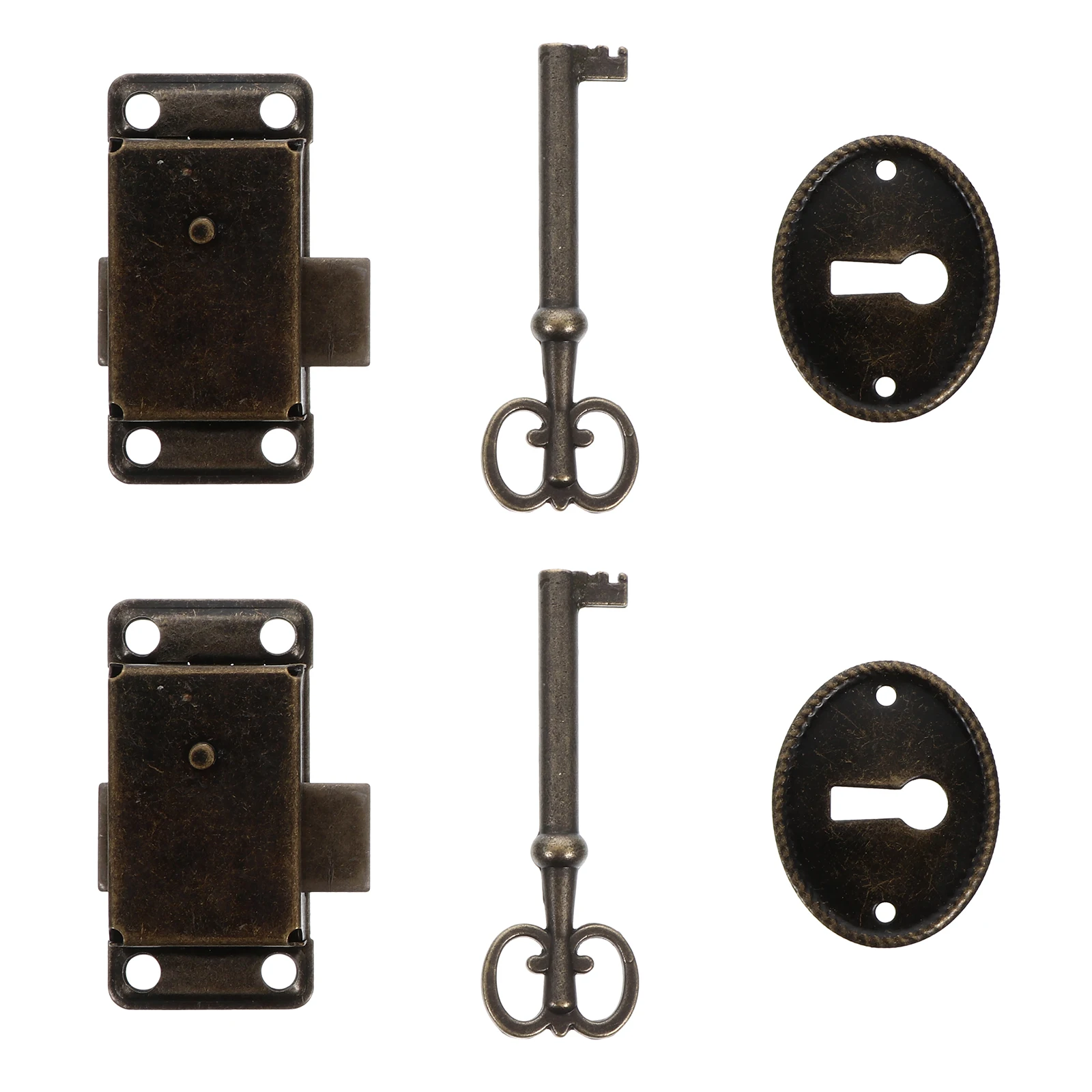 

2pcs Style Box Lock Vintage Cabinet Furniture Lock Decorative Diy Accessory For Home Jewelry Wooden Case Storage