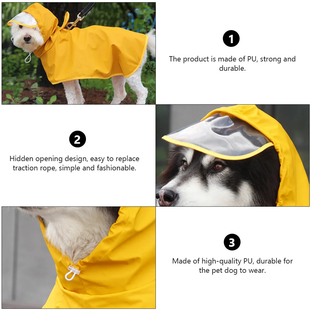 

1Pcs Waterproof Pet Dog Raincoat Durable PU Hooded Jacket for Spring Summer Rainy Weather Rain Coat Pet Dog Raincoat
