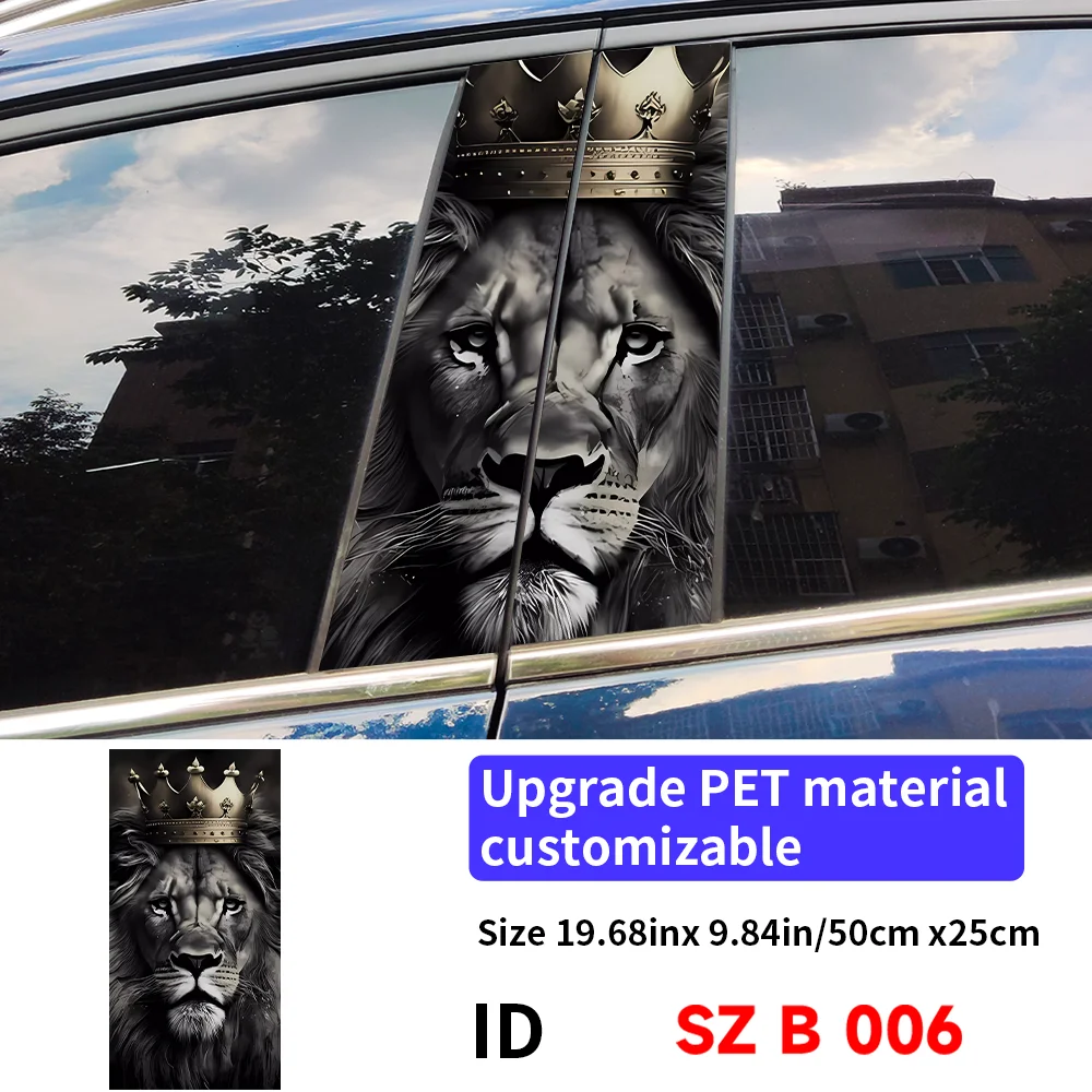 Lion Car Stickers Auto B-pillar Car Center Column Decoration Cover Scratches Waterproof Sunscreen Vinyl Decals Accessories