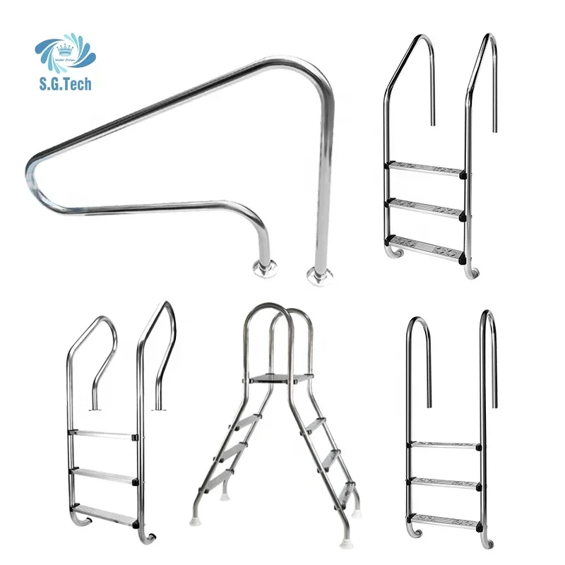 Escalera de piscina de acero inoxidable o plástico antideslizante de 3 escalones de acero inoxidable a precio de fábrica de corona de agua de Guangdong con pasamanos