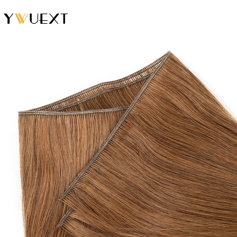 YWUEXT Genius Weft Наращивание человеческих волос 12-20 дюймов Машинное производство Remy Hair Гибкие плетения волос Натуральные прямые 40-50 г