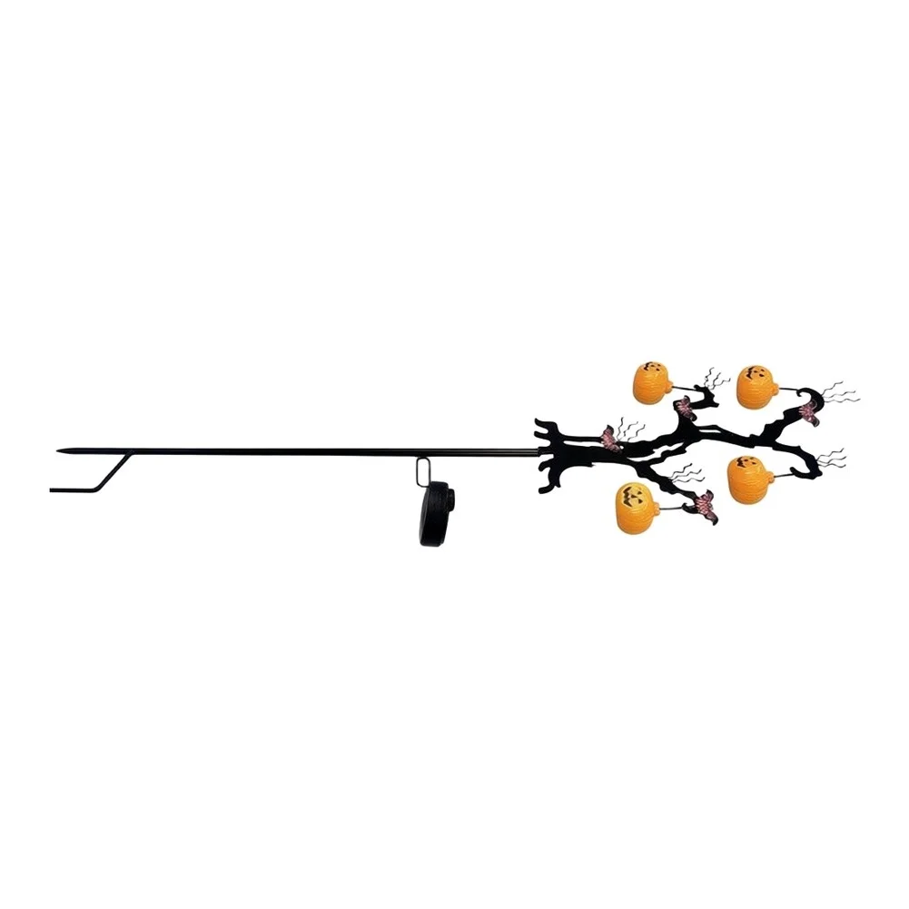 Solar Garden Stake Light for Halloween Outdoor Decoration Iron Pumpkin Bat Theme Warm White LED Illumination 71 25 8cm
