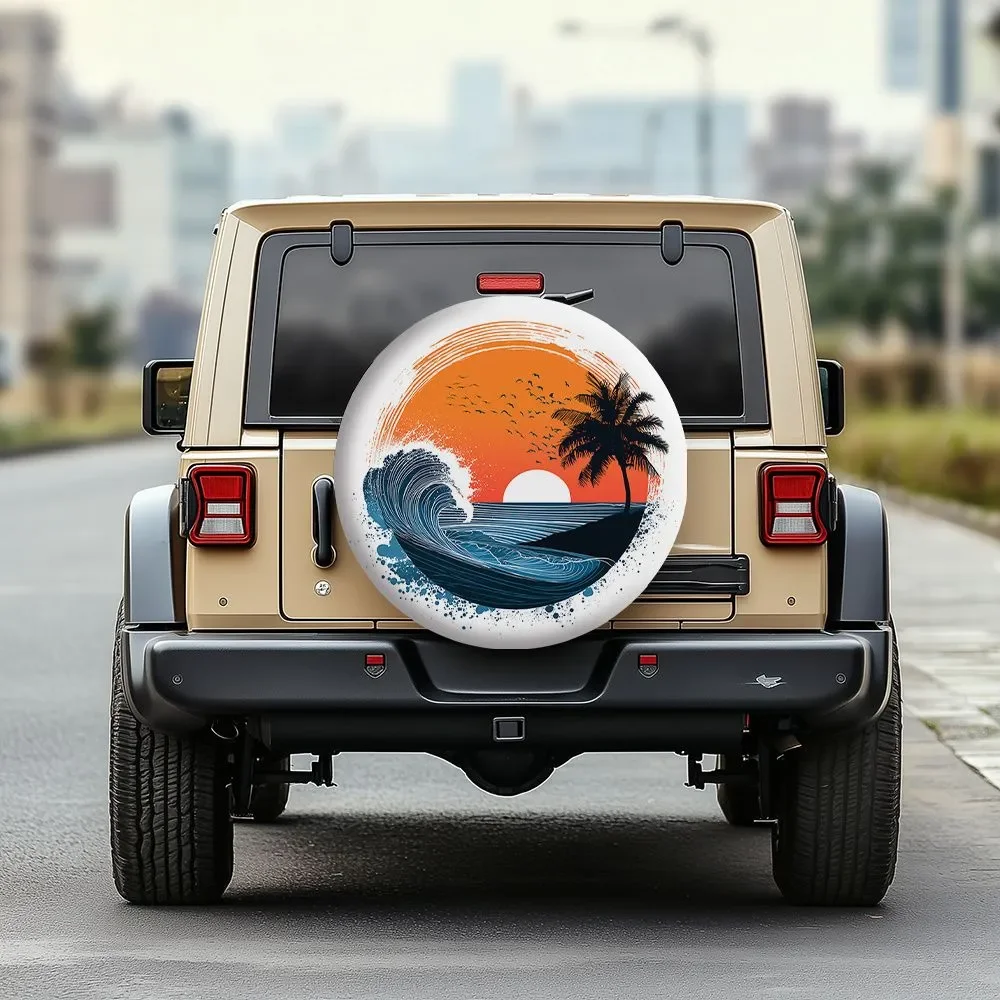 Waterproof Oxford Cloth Spare Tire Cover, All-Weather Wheel Protection for 14-17 Inch Tires, Universal Fit