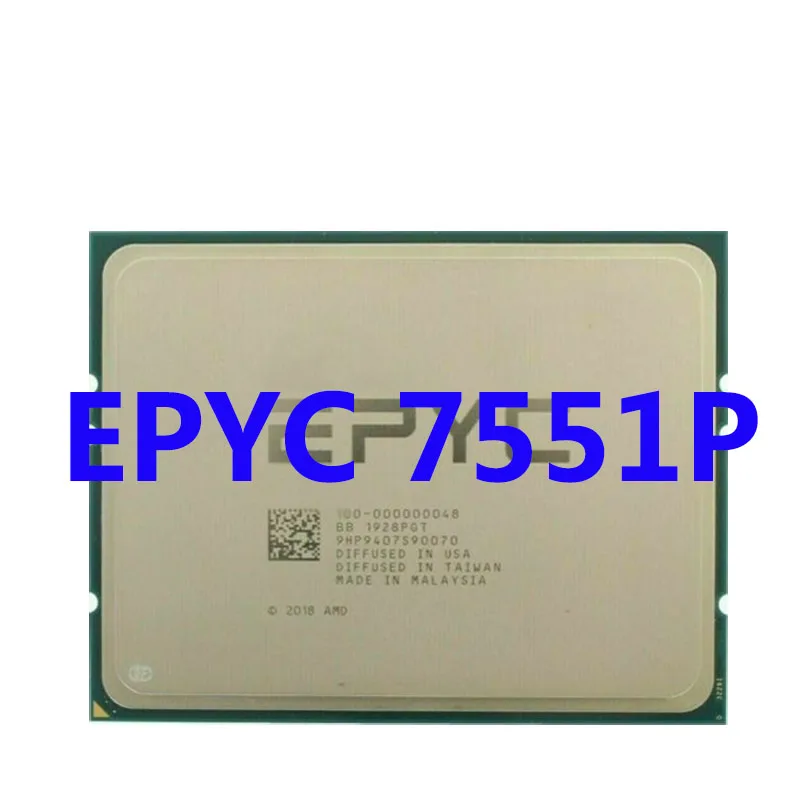 EPYC 7551P CPU Processor 2.0GHZ 32C/64T 64M Cache 180W 32-Cores 64-Threads DDR4-2666V For Single Socket SP3 Motherboard