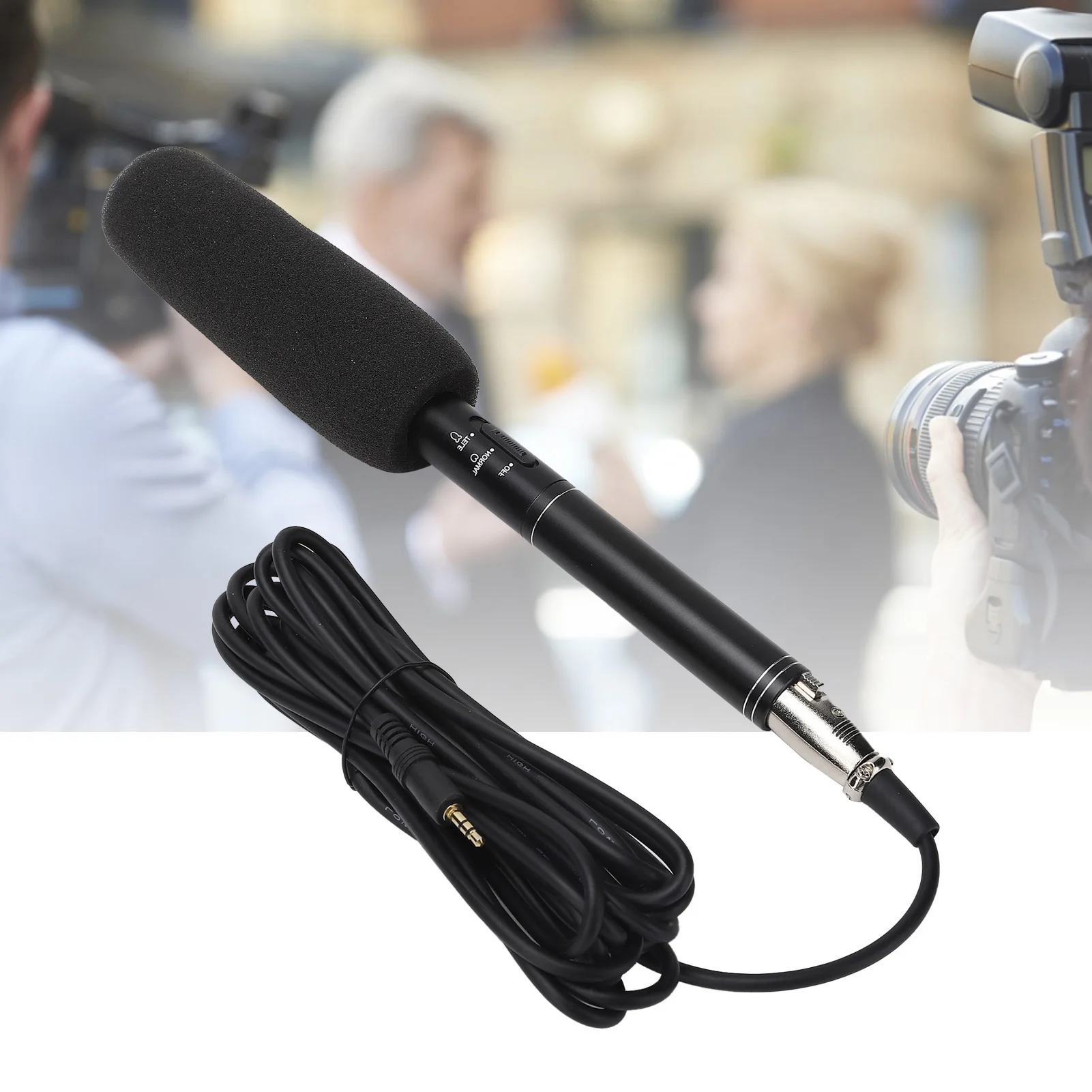 Black HighSensitivity Interview Microphone Wired Recording Mini Portable Mic for Camera