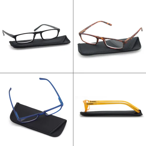 Imagen 2 del producto 4 pares de gafas de lectura para hombres y mujeres, gafas con montura cuadrada estrecha, bisagra de resorte con dioptrías
