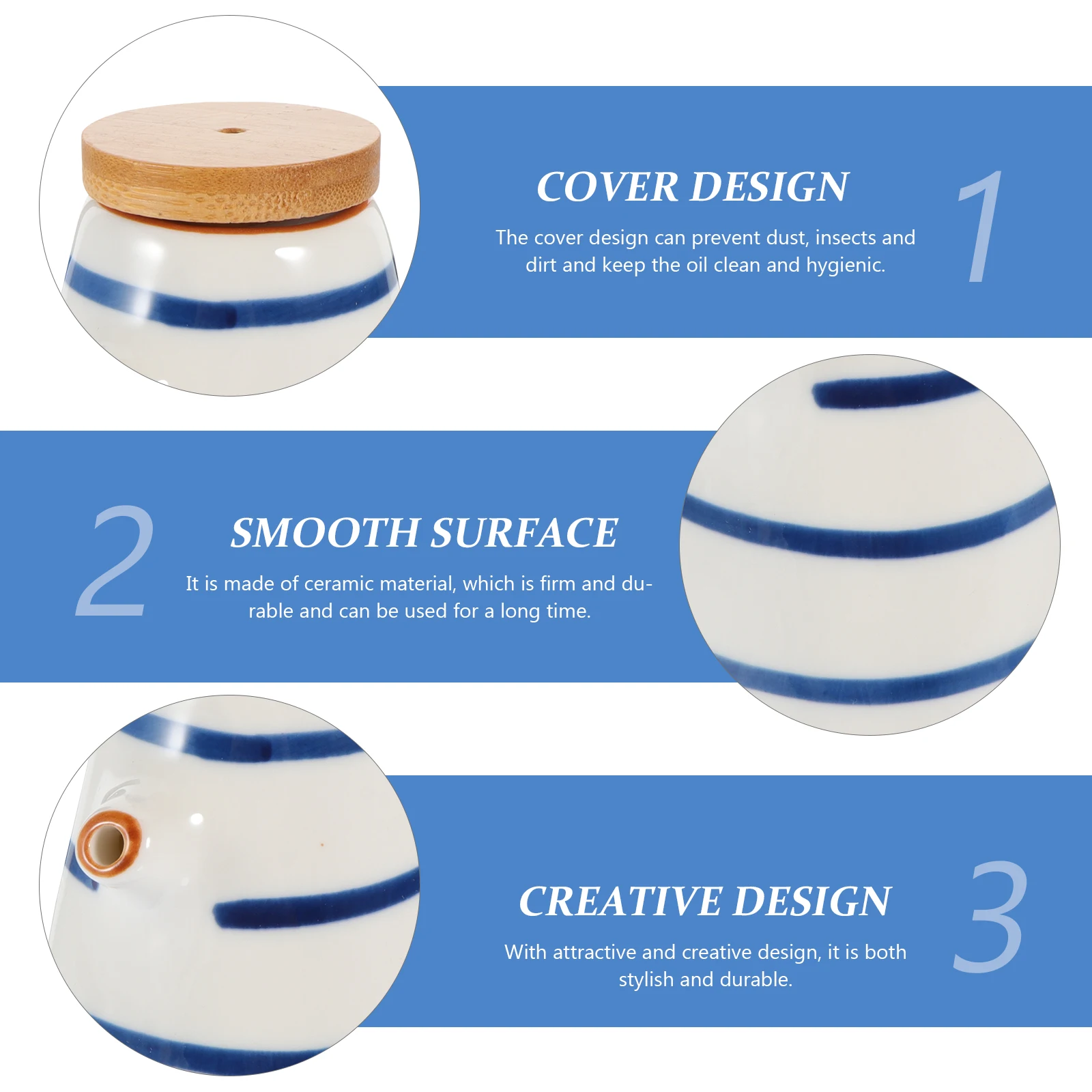 Lidded Ceramic Seasoning Bottle Oil Container Vinegar Holder Kitchen Gadget Condiment Dispenser Soy Sauce Pot Safe