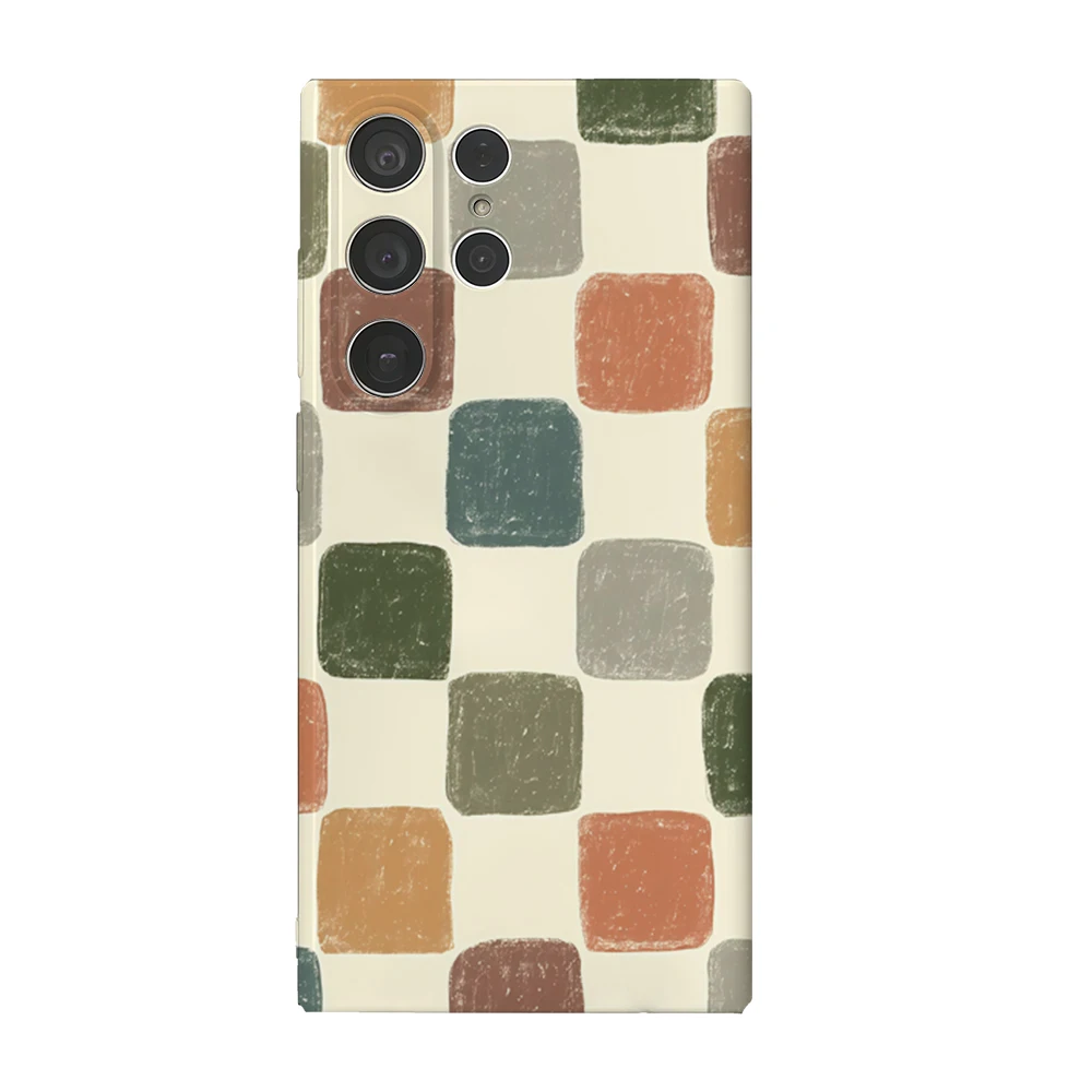 

Чехол для телефона с цветными кирпичами в стиле ретро для Samsung Galaxy S25 S24 S23 Ultra Plus A35 A55, глянцевый HD в твердом переплете, пленочный корпус