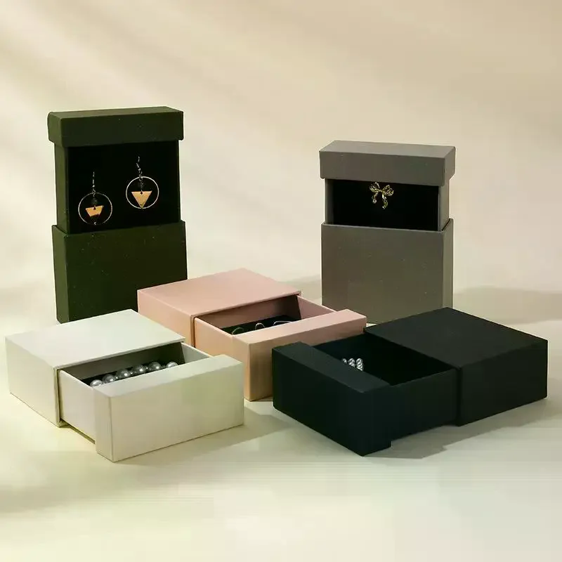 Sturdy Construction Jewelry Organizer Compact Multiple Compartments Thick Paper Ring Box Customizable Gift Box Jewelry Display