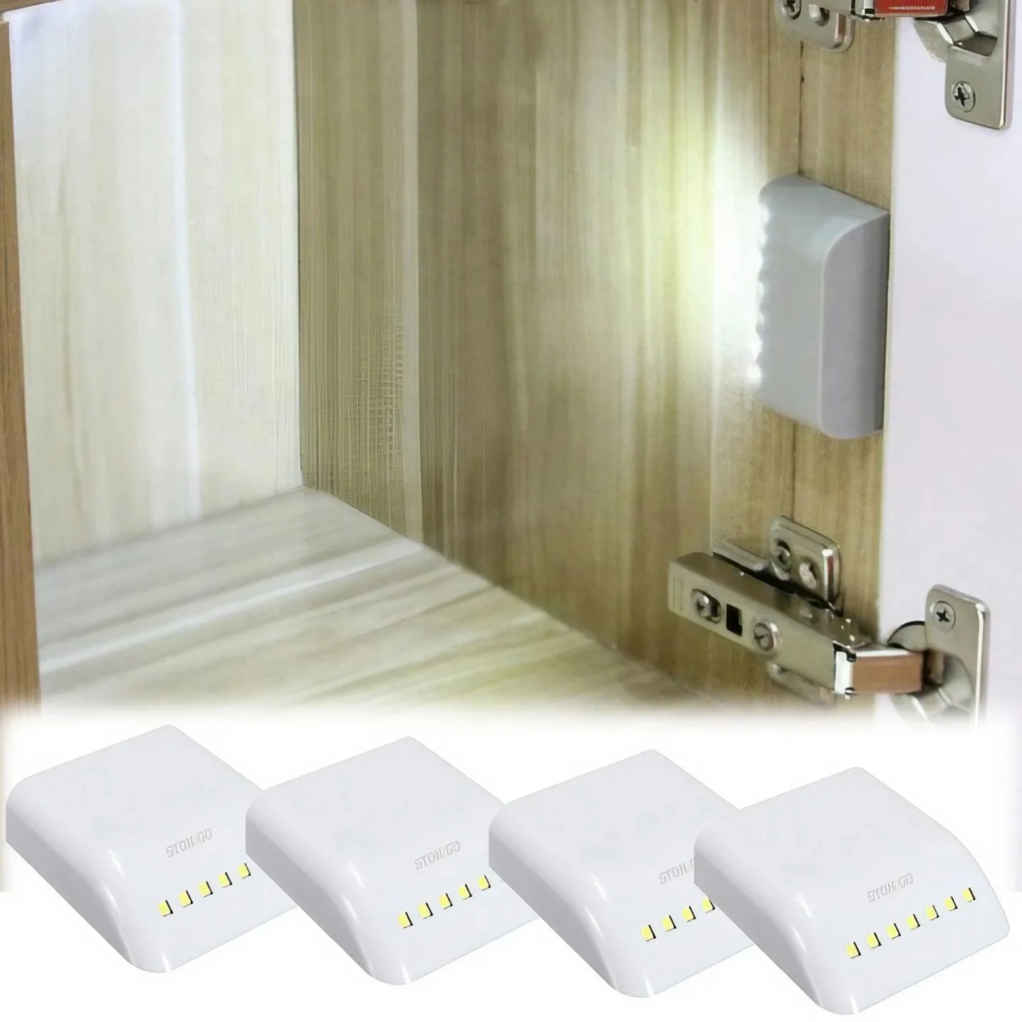 Under Cabinet Light 7 LED Wireless Motion Automatic Sensor Wardrobe Light Cupboard Closet Inner Hinge Lamp No include Batteries