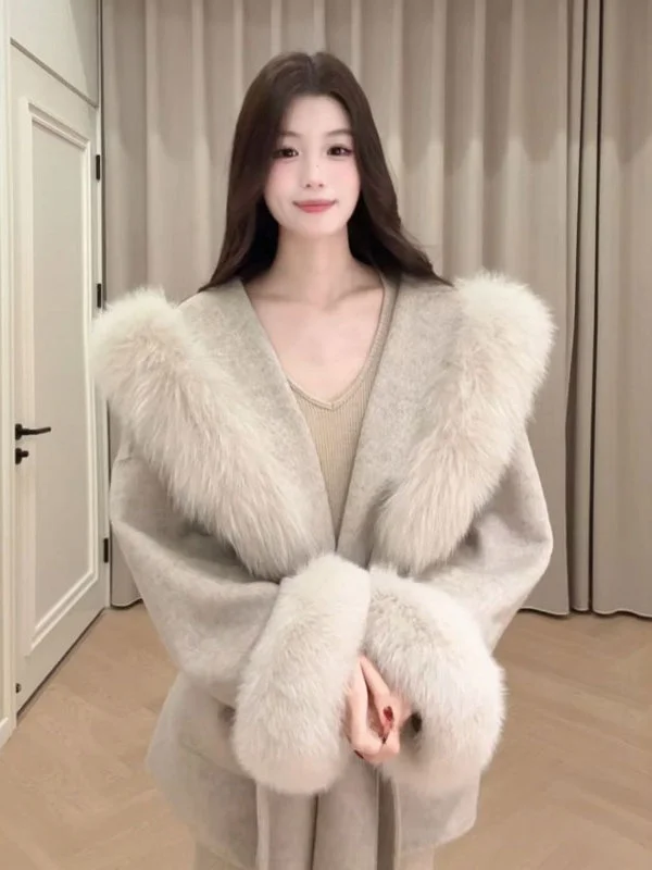 

Корейское шерстяное пальто свободного кроя класса люкс с эффектом мягкого ветра, очень красивое, для женщин, весенний сезон