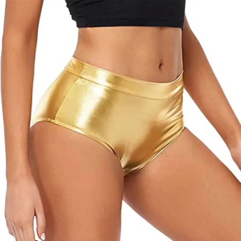 Sexy Nachtclub-Shorts aus Glänzendem PU-Leder für Damen und Mädchen, Schlanke Elastische Taille, Übergröße, Bequeme Weiche Hot Pants – Detail 3
