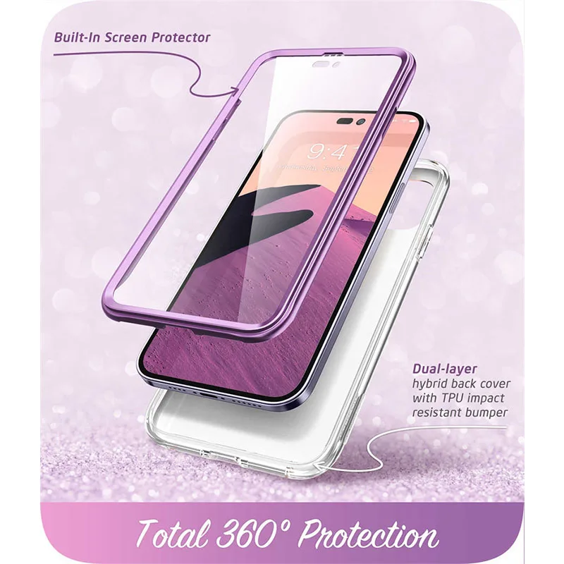 Picture 3: For iPhone 14 Pro Case 6.1 inch (2022) I-BLASON Cosmo Full-Body Glitter Marble Bumper Case with Built-in Screen Protector