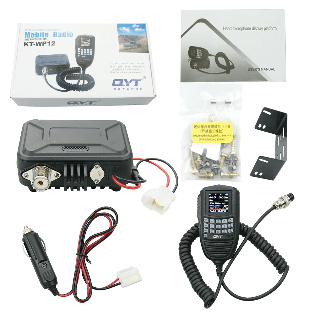 QYT Auto Walkie Talkie WP12 VHF 25W UHF20W Dual Band VOX Scrambler Microfono a Mano Controllo Ham Mini Radio Mobile