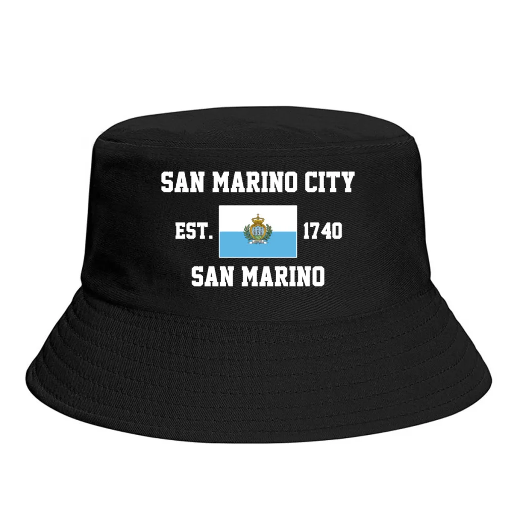 Bucket Hats  SAN Marino EST.1740 SAN Marino City Emblem Flag Sun Shade Cool Outdoor Summer Fisherman Caps Fishing Hat