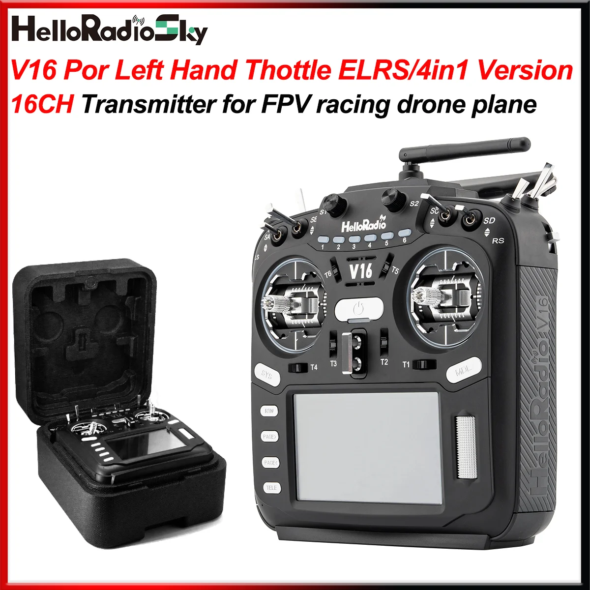 HelloRadio V16 Pro ELRS 4in1 Version Transmitter Left Hand Throttle 16CH Long Range remote control for Airplane FPV Racing Drone