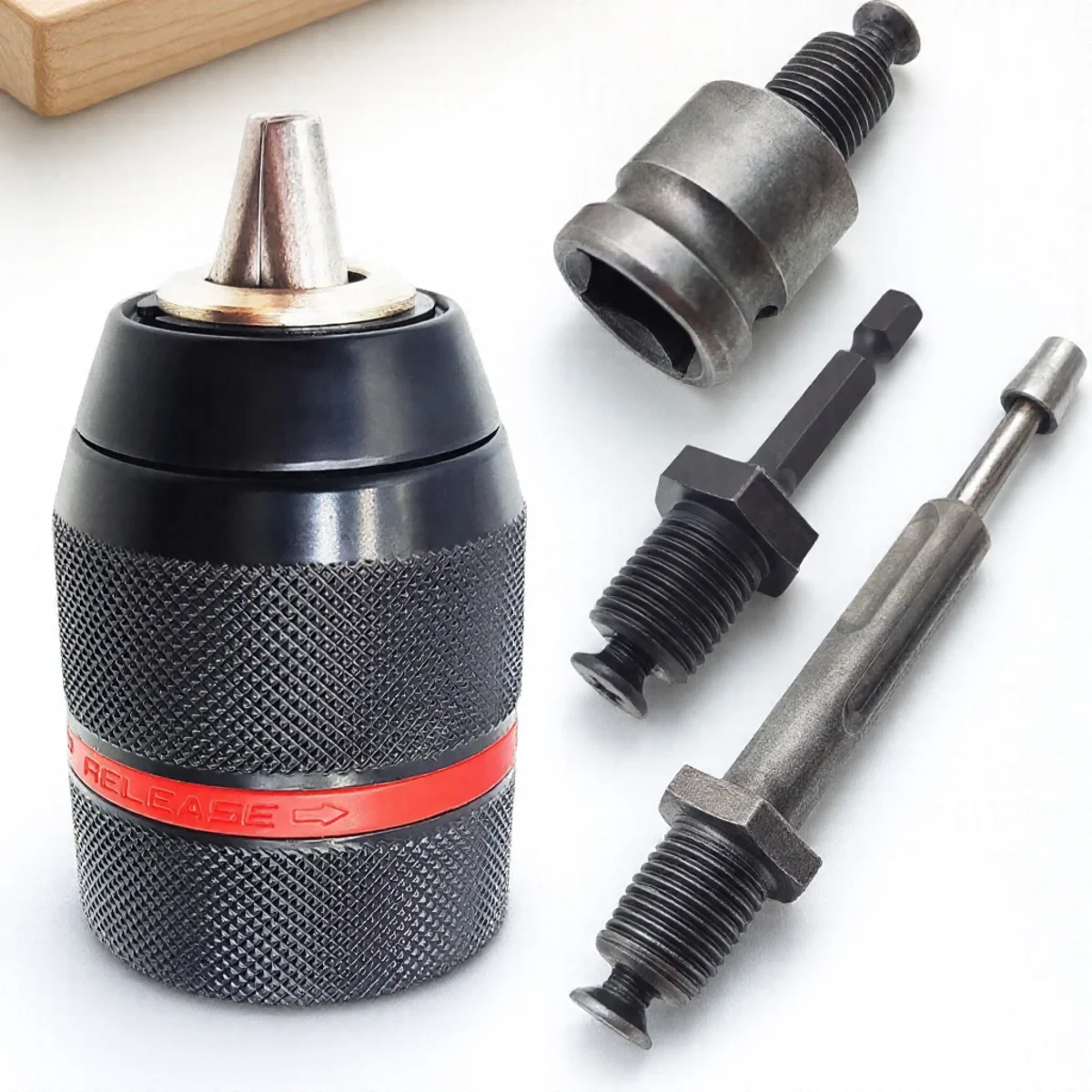 

4Pcs Threaded Keyless Metal Drill Chuck Quick Handle Adapter Hex SDS Square Shank Impact Screwdriver Tap Wrench Chuck Tool