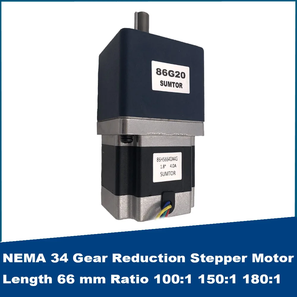 

NEMA 34 Gear Reduction Stepper Motor Length 66 mm 4A 3N.m Ratio 100:1 150:1 180:1 Gearbox 90mm