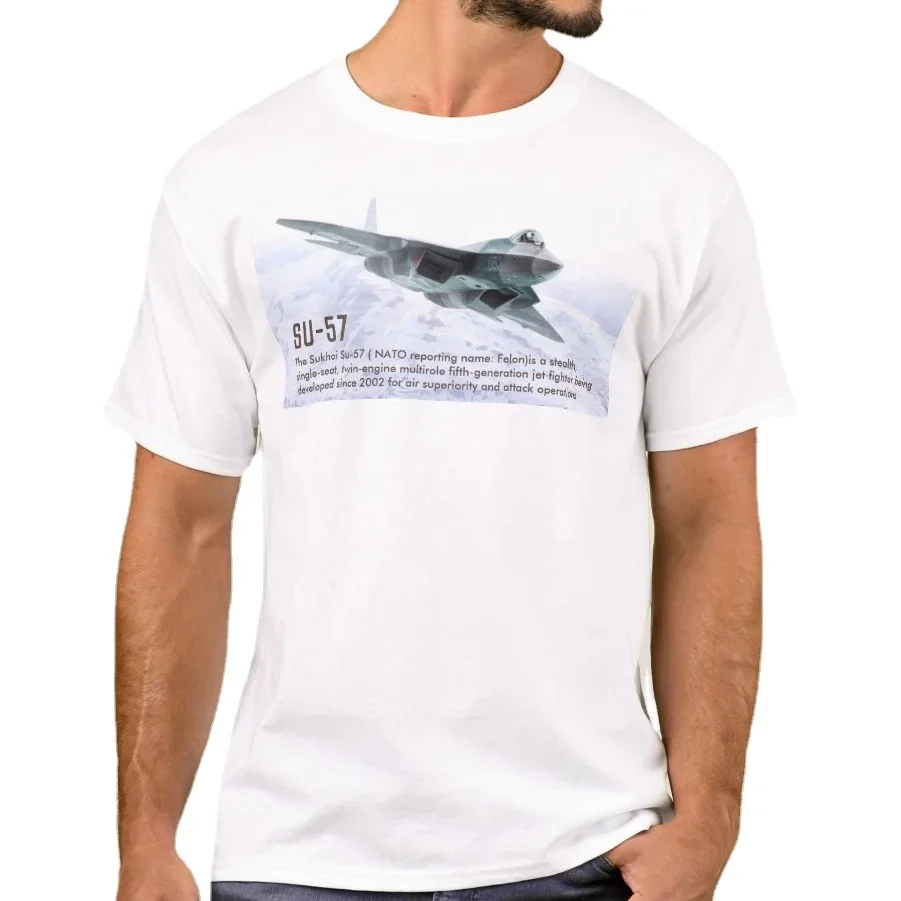 Russian Air Force Sukhoi Su-57 Stealth Fighter Aviation Art T-Shirt. Premium Cotton Short Sleeve O-Neck Mens T Shirt New S-3XL