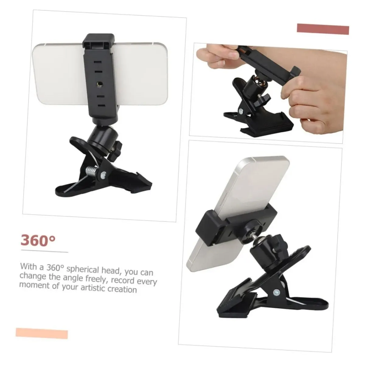 Miwayer Guitar Head Clip Mobile Phone Holder Live Broadcast Bracket Stand Tripod Clip Head For Mobile Phones, Action Cameras