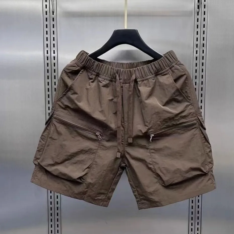 

Летние мужские шорты на молнии, 5-секционные, винтажные, больших размеров, 250 Pou, спортивные, повседневные, из полиэфирного волокна, для бизнеса и отдыха