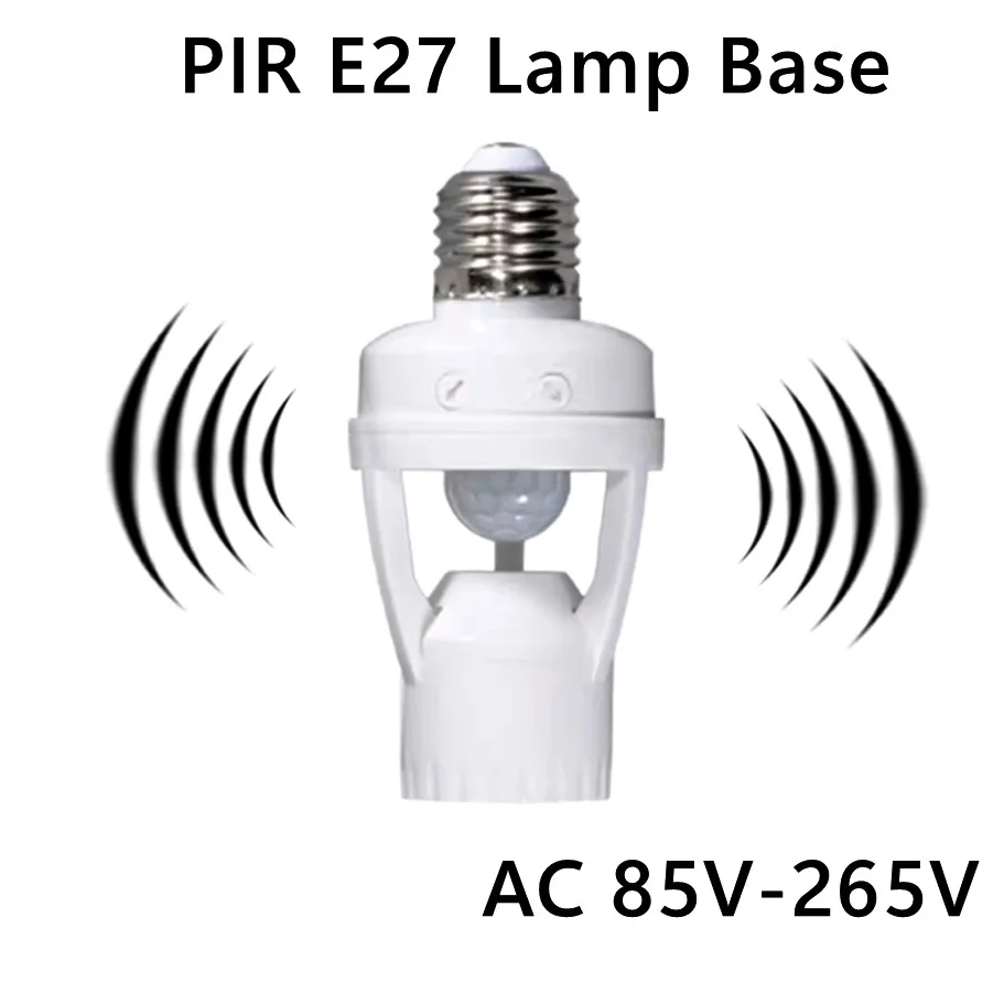 

E27 Lamp Base 360 Degree PIR Induction Infrared Motion Sensor Smart Light Bulb Socket Switch AC 85-265V Lamp Base Holder Adapter