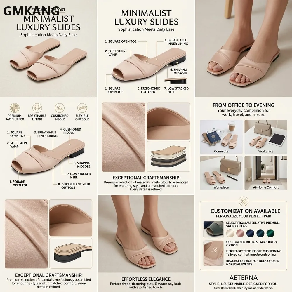GMKANG Women Satin Square Toe - Slip Dress Satin recension och pris