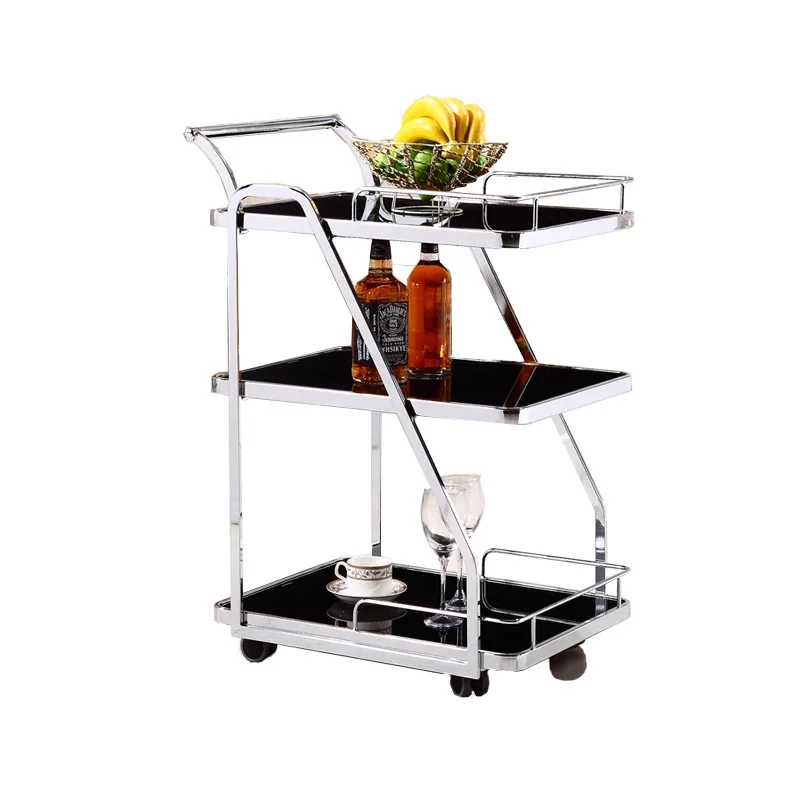 

Trolley Stainless steel dining cart Dim sum cart Tempered glass dining Restaurant rack Dining cart Wine Tea