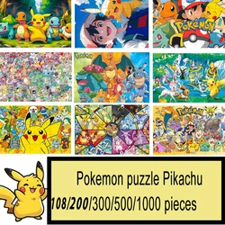 Pokemon jigsaw puzzle Pikachu 108/200/300/500/1000 pieces wooden onePiece Puzzles for Adults childrenEducational Toys Gifts