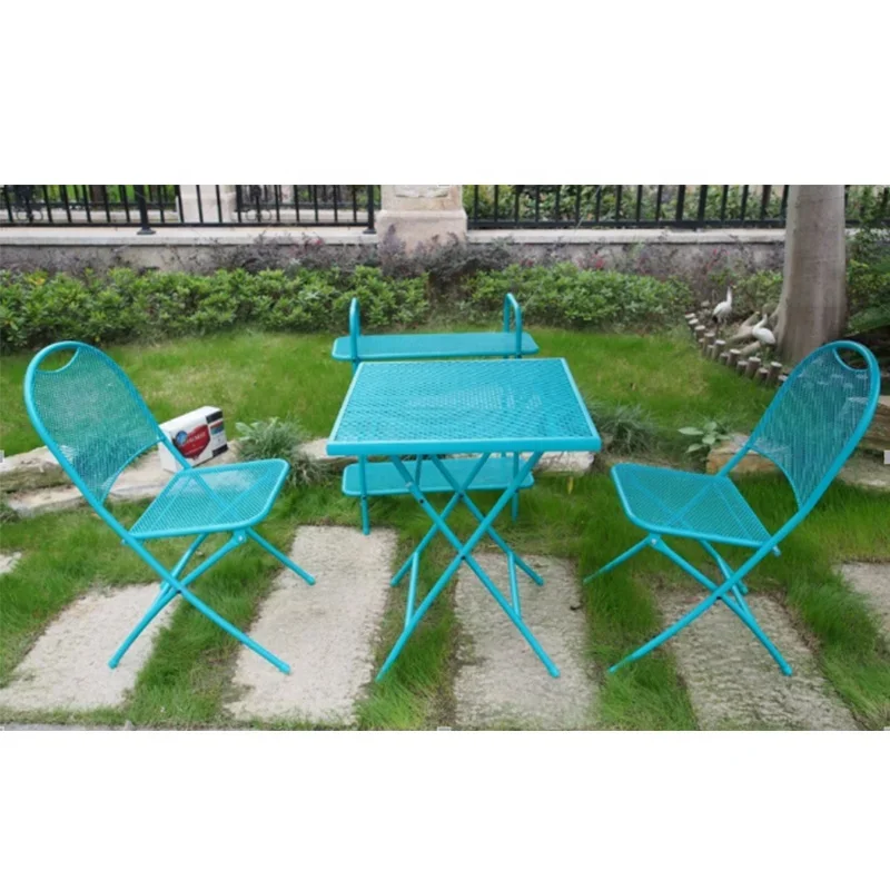 Portable Outdoor Garden Furniture Poker Banquet Catering BBQ Camping Picnic Folding Table Metal Mesh Chair