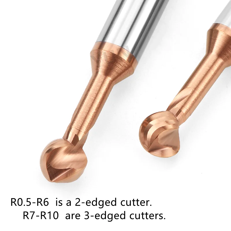 3D CNC Ball Milling Cutter T-shaped Arch R0.5-R10 Cutter Tool Lollipop End Milling Cutter Lengthen T Slot Milling Cutter