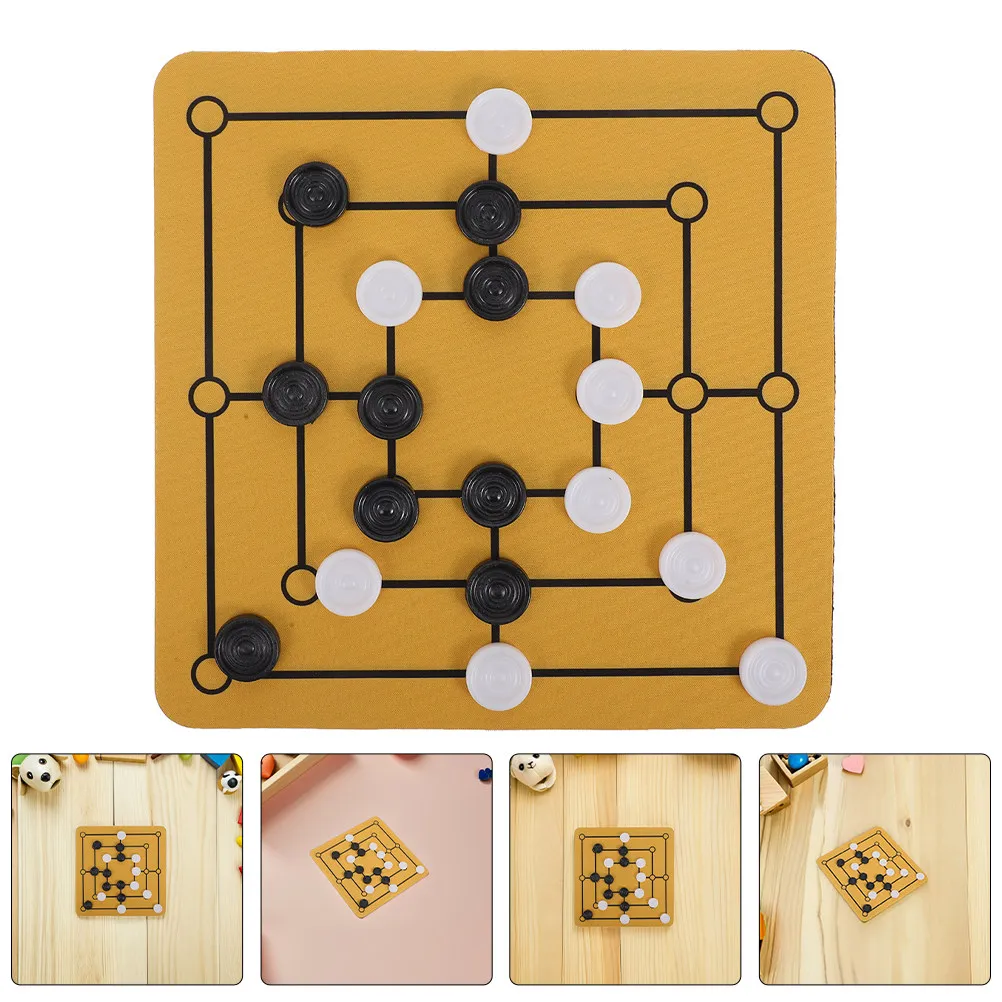 2Set Nine Mens Morris Game Set Historical Strategy Game Dual Player Set for Family Bonding Holiday Gathering Desktop