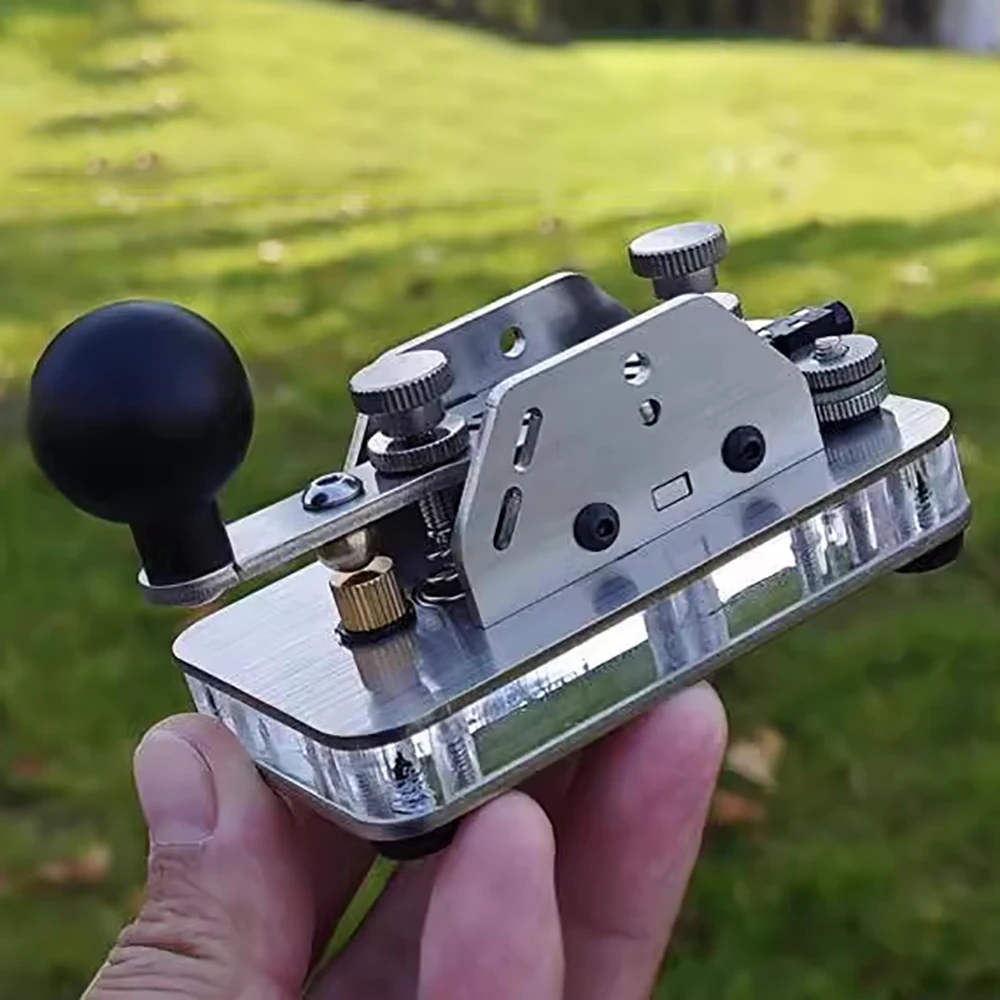 Manual Morse Code Keyer - Durable Stainless Steel CW Practice Key for Ham Radio, Shortwave Telegraphy & Computer Learning