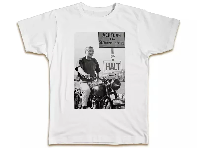 Steve McQueen The Great Escape Graphic Printing Summer Luxury Brand Cotton Men's and Women's T-Shirts Short Sleeves Street