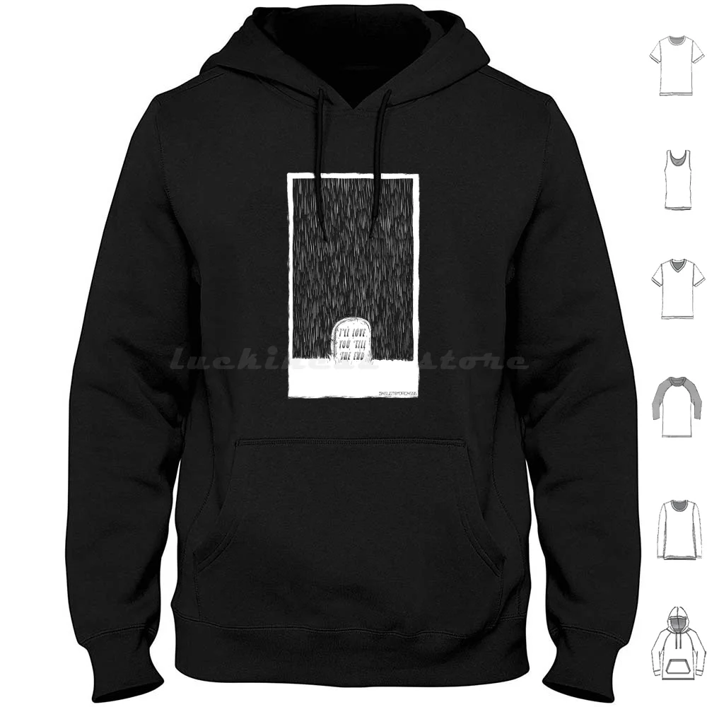 Love You 'till The End Hoodies Long Sleeve Grave Love Dead Rain Tombstone Headstone Cemetery Graveyard Night Dark