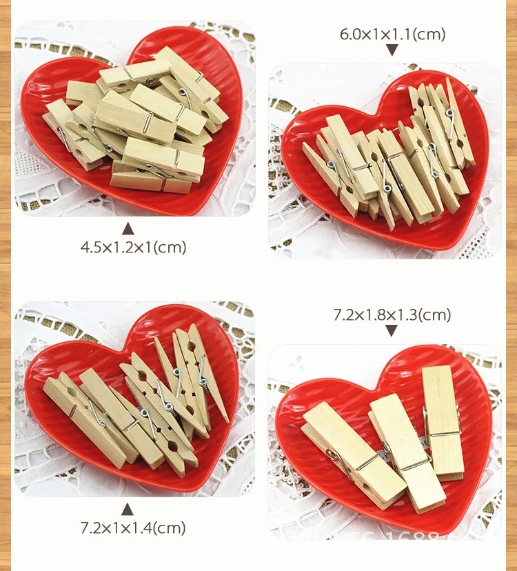 50 Stück Holzklammern in verschiedenen Größen, dekorative Fotoklammern, Wäscheklammer, handgefertigt, Kunsthandwerk, Dekoration, Heringe, Zuhause, Büro, Schule, DIY-Spielzeug – Detail 22