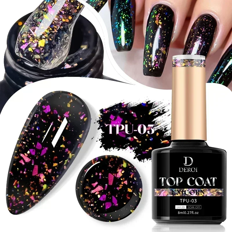 Hot Glitter Flash Top Coat UV Gel No Wipe Top Coat Gel Rubber Base Coat Soak Off Manicure Semi Permanent Clear Nail Gel Polish