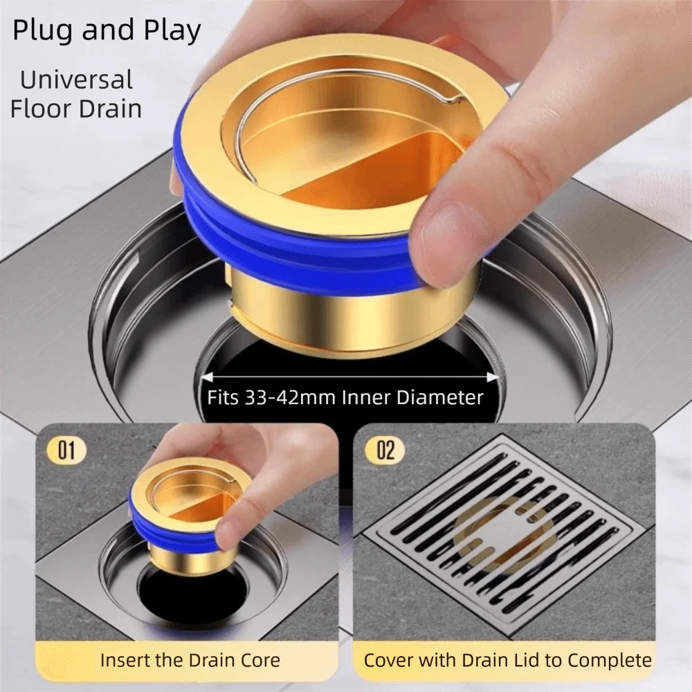 Brass Floor Drain Core Anti-insect Quick Draining Water Stop Valve Anti-backflow Universal Fit Self Sealing Core Sink