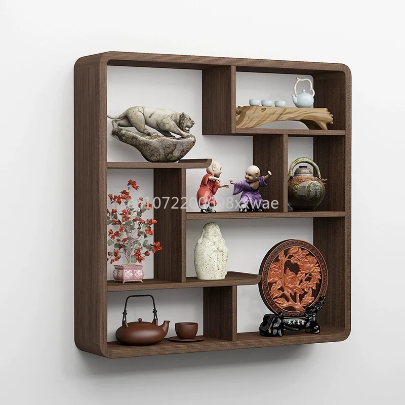 

Solid wood Chinese tea rack Wall-mounted rack Tea set ornament display rack